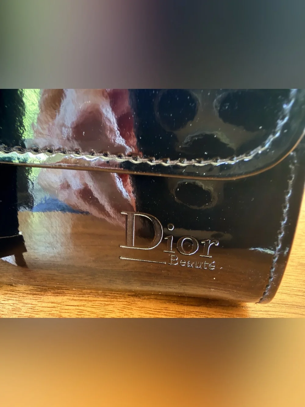 Cristian Dior Black PU Leather Cosmetic Pouch NEW in Original Dior Box w Tissue